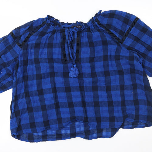 M&S Womens Blue Plaid  Pullover Jumper Size 20