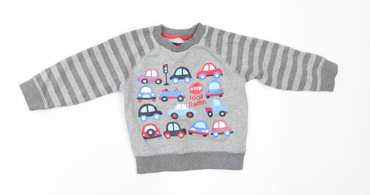 TU Baby Grey Striped Pullover Jumper Size 12-18 Months
