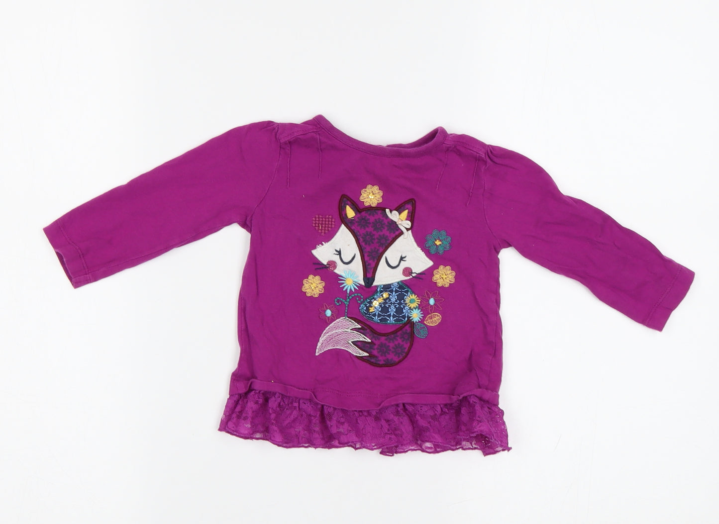 M&Co Baby Purple   Basic Blouse Size 9-12 Months  - Fox