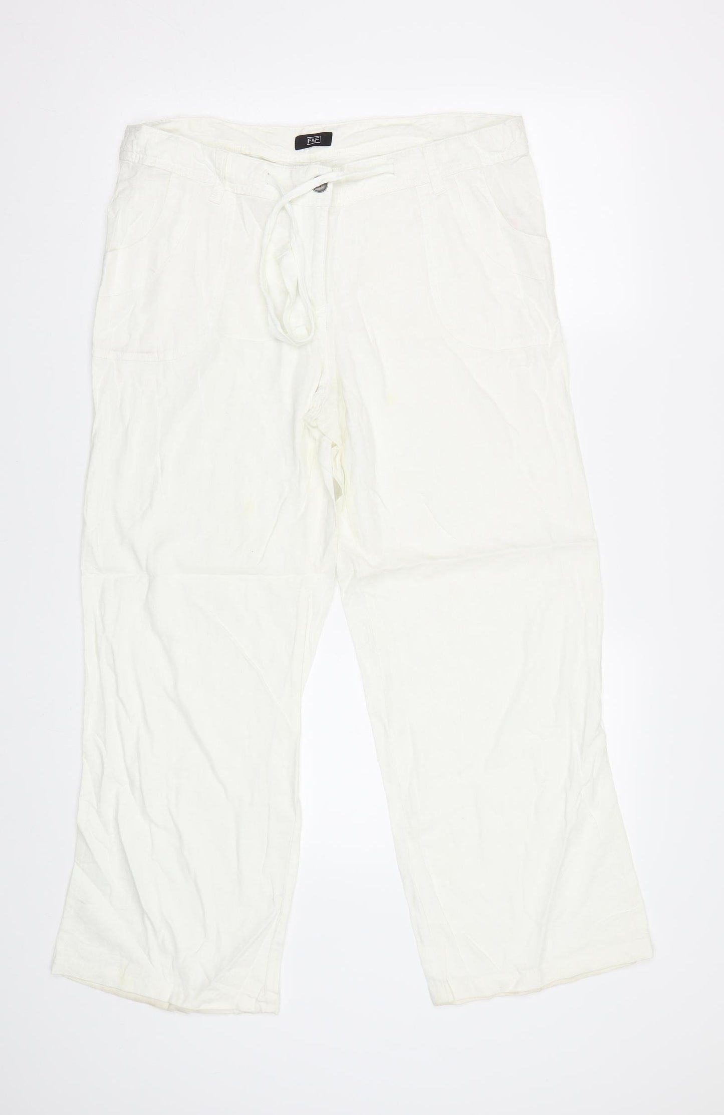 F&F Womens White   Trousers  Size 14 L26 in