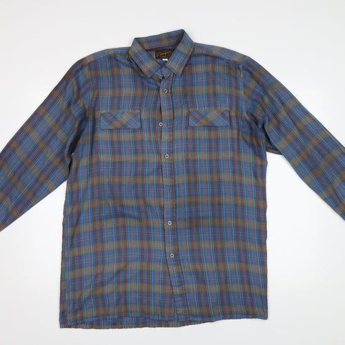 Super Champion Mens Blue Check   Button-Up Size L