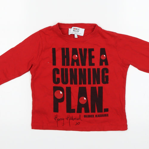 Comic Relief Girls Red   Basic Polo Size 2-3 Years