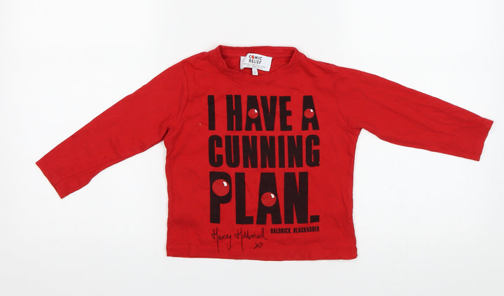Comic Relief Girls Red Basic Polo Size 2-3 Years