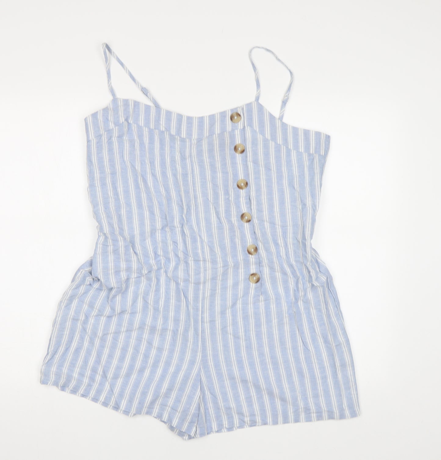 Primark Womens Blue Striped  Playsuit One-Piece Size 14