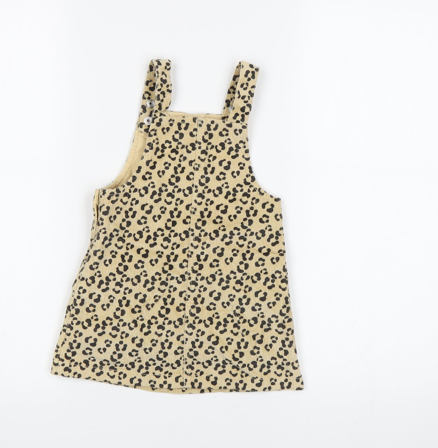 TU Baby Beige Animal Print  Pinafore/Dungaree Dress  Size 9-12 Months
