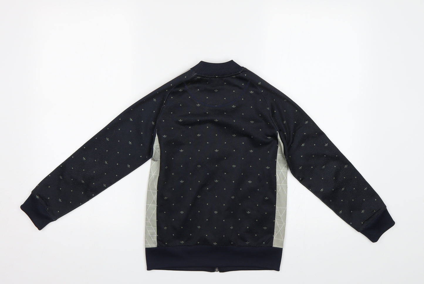 adidas Girls Black Geometric  Full Zip Sweatshirt Size 7-8 Years