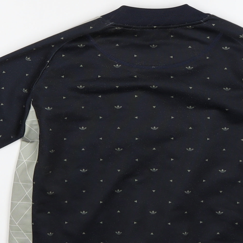 adidas Girls Black Geometric  Full Zip Sweatshirt Size 7-8 Years