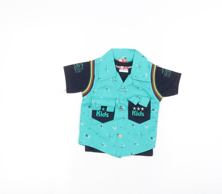 top kids Baby Blue Basic Polo Size 0-3 Months