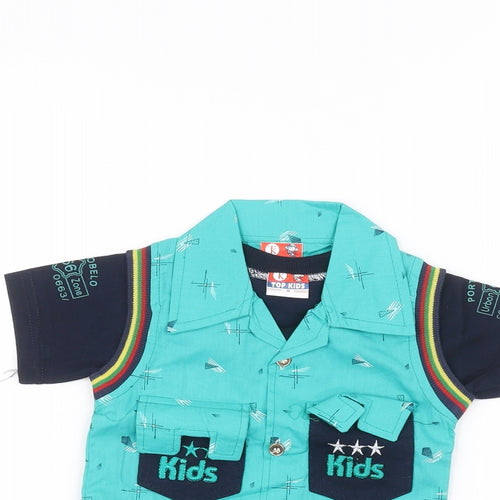 top kids Baby Blue   Basic Polo Size 0-3 Months