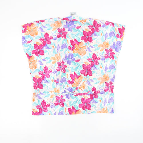 bees knees Womens White Floral  Basic Button-Up Size 14