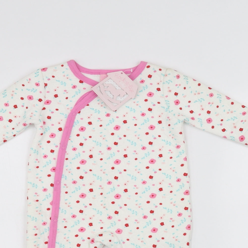 Rock-A-Bye Girls White   Babygrow One-Piece Size 3-6 Months