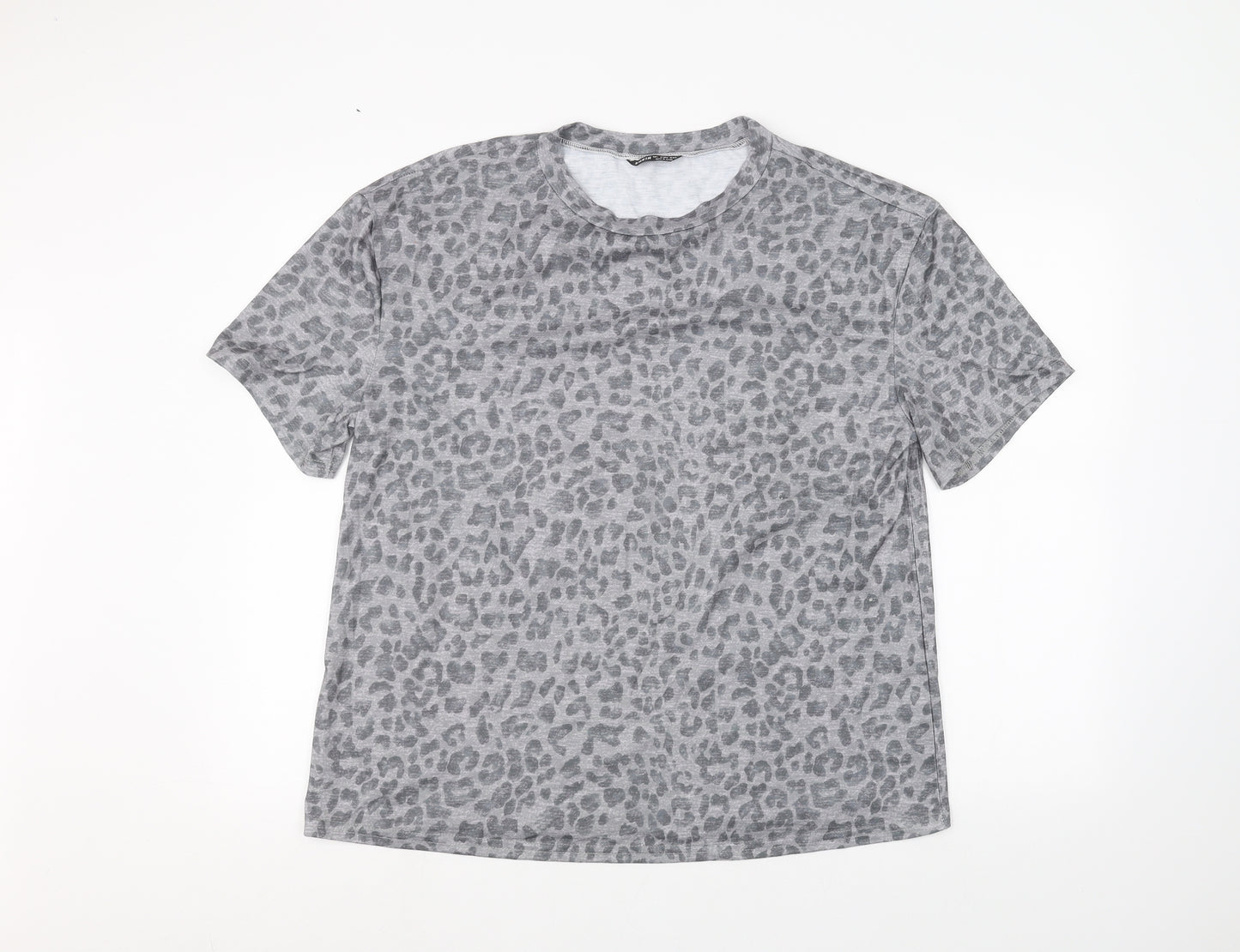 SheIn Womens Grey Animal Print  Basic T-Shirt Size L