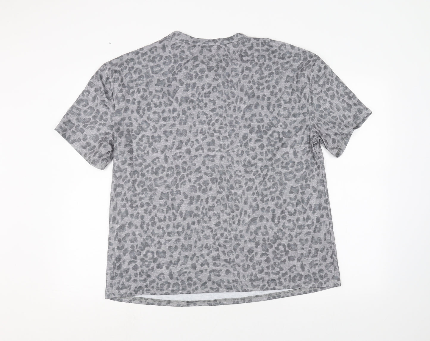 SheIn Womens Grey Animal Print  Basic T-Shirt Size L
