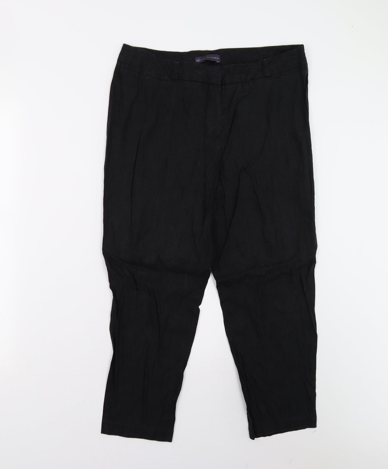 M&S Womens Black   Trousers  Size 14 L23 in - Short