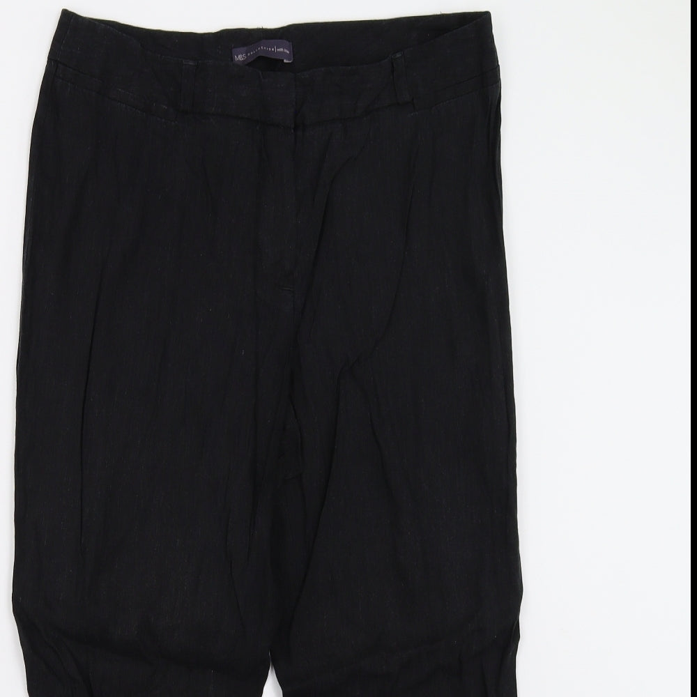 M&S Womens Black   Trousers  Size 14 L23 in - Short