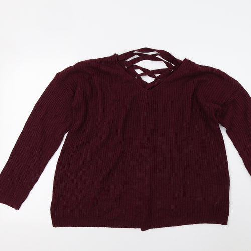 Capsule Womens Red  Knit Pullover Jumper Size 14