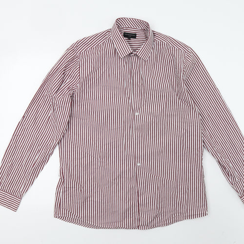 Matalan Mens Red Striped   Button-Up Size 16.5