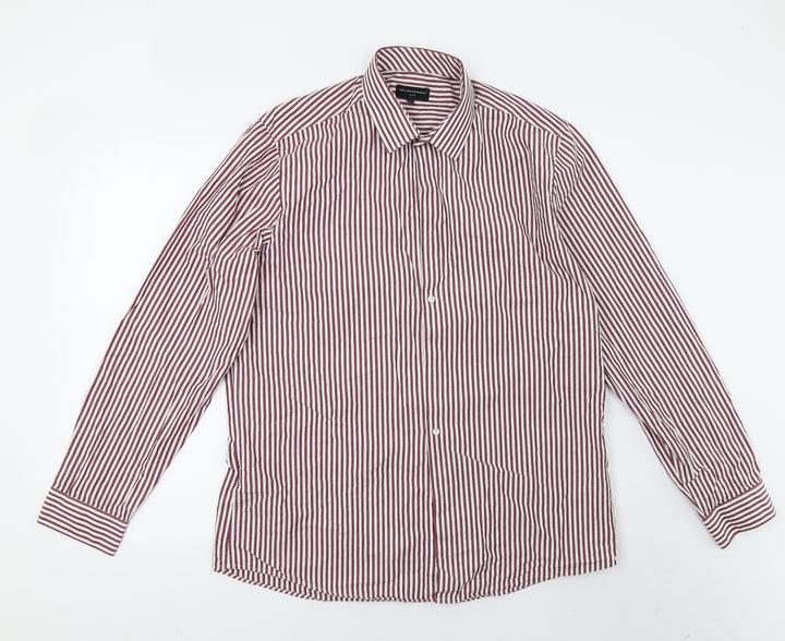 Matalan Mens Red Striped   Button-Up Size 16.5