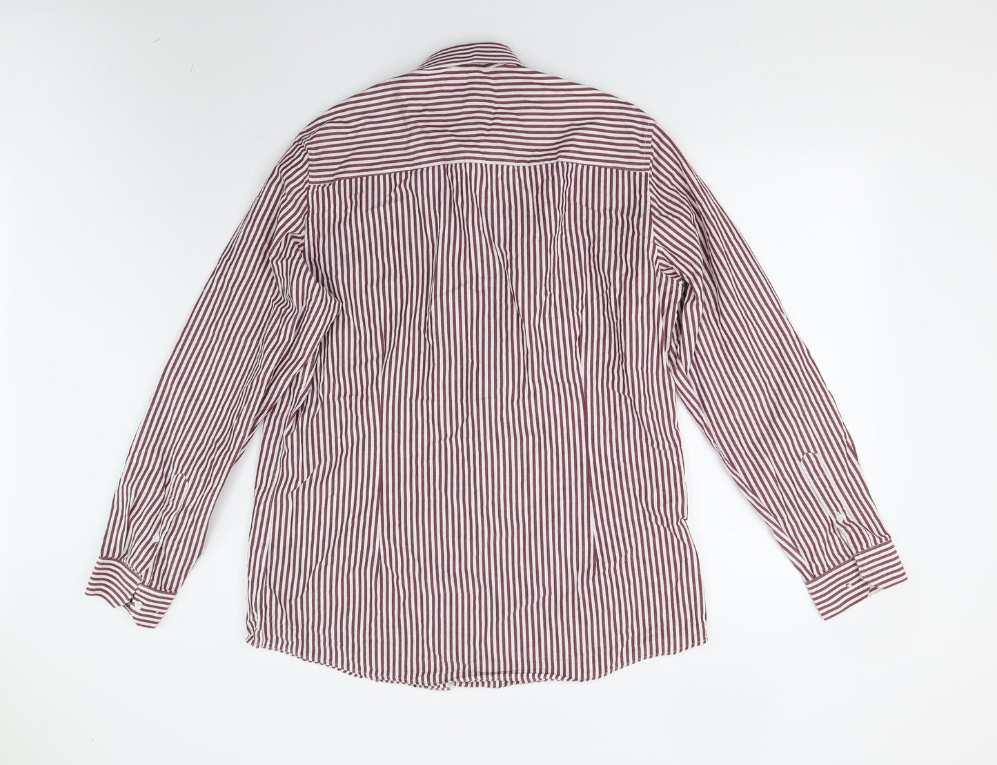 Matalan Mens Red Striped   Button-Up Size 16.5