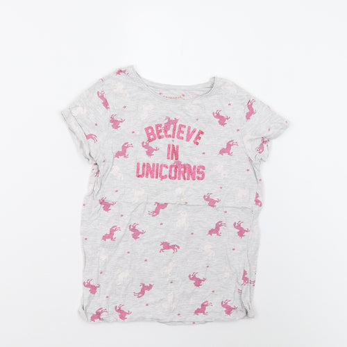 Primark Girls Grey Solid  Top Pyjama Top Size 10-11 Years  - Unicorns