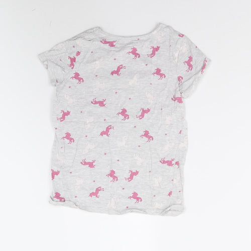Primark Girls Grey Solid  Top Pyjama Top Size 10-11 Years  - Unicorns