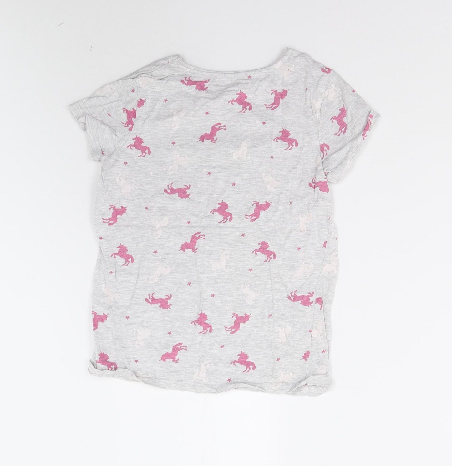 Primark Girls Grey Solid  Top Pyjama Top Size 10-11 Years  - Unicorns