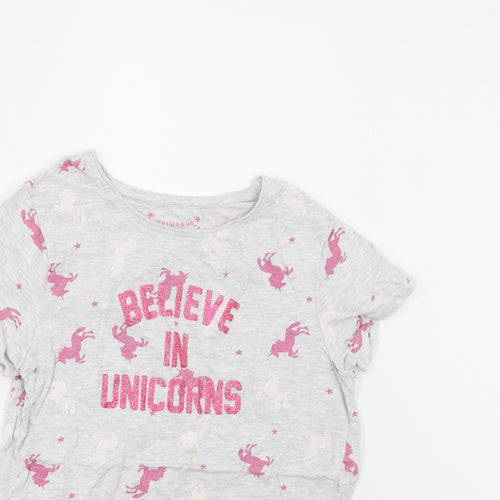 Primark Girls Grey Solid  Top Pyjama Top Size 10-11 Years  - Unicorns