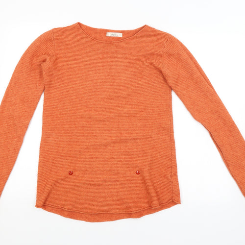 MEILY Womens Orange Striped  Pullover Jumper