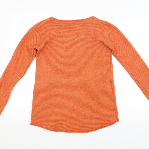 MEILY Womens Orange Striped  Pullover Jumper