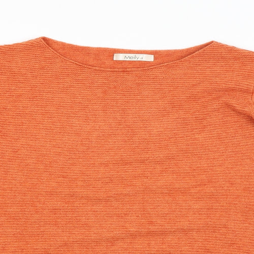 MEILY Womens Orange Striped  Pullover Jumper