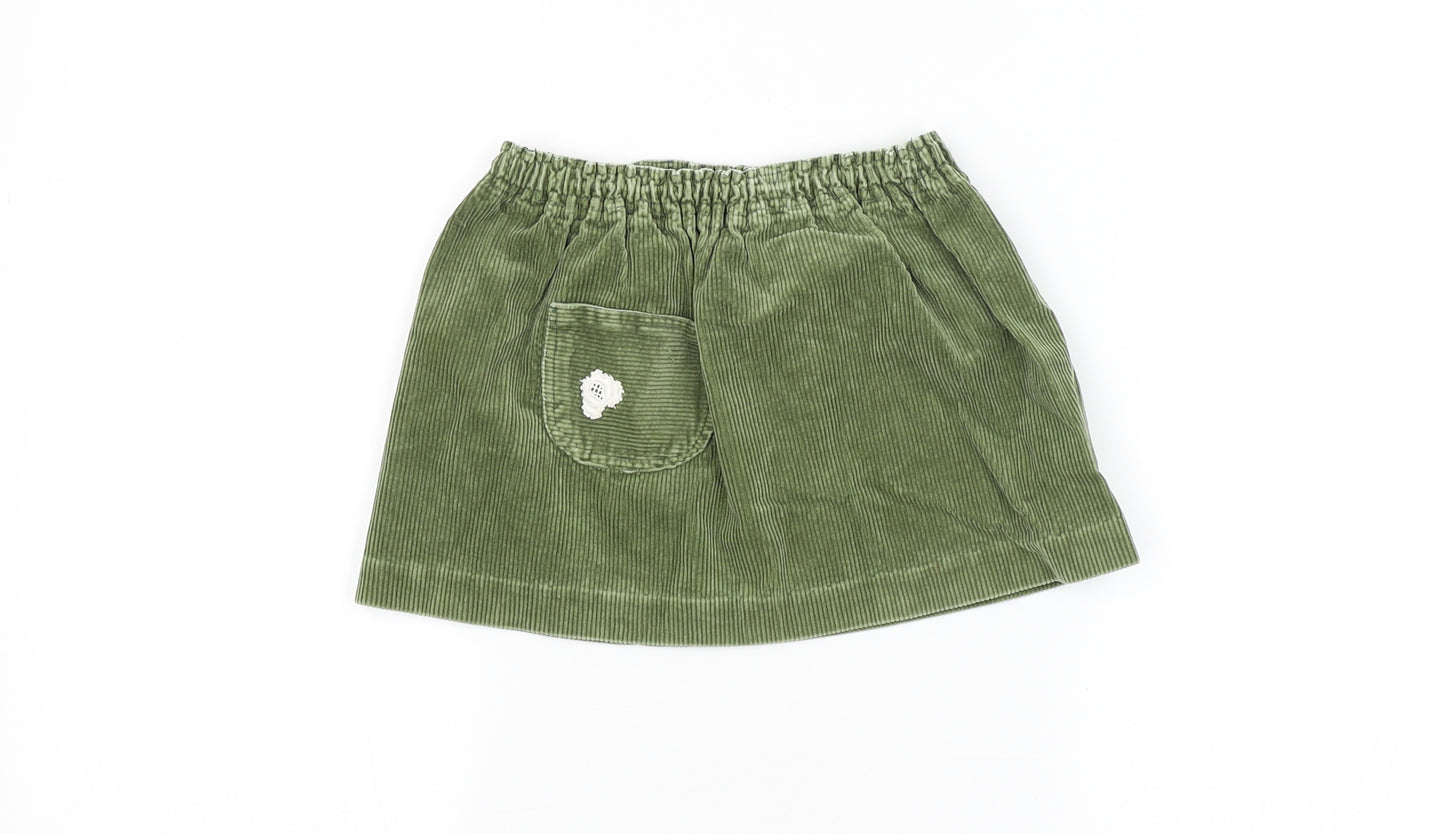 Preworn Girls Green Spotted  A-Line Skirt