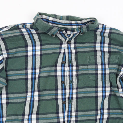 LAND'S END Mens Green Check   Button-Up Size XL