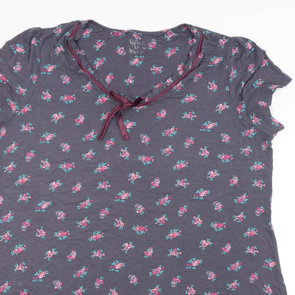 M&S Womens Purple Floral   Nightshirt Size 18