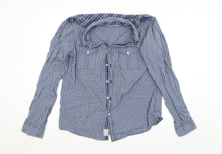 Preworn Mens Blue Check Button-Up