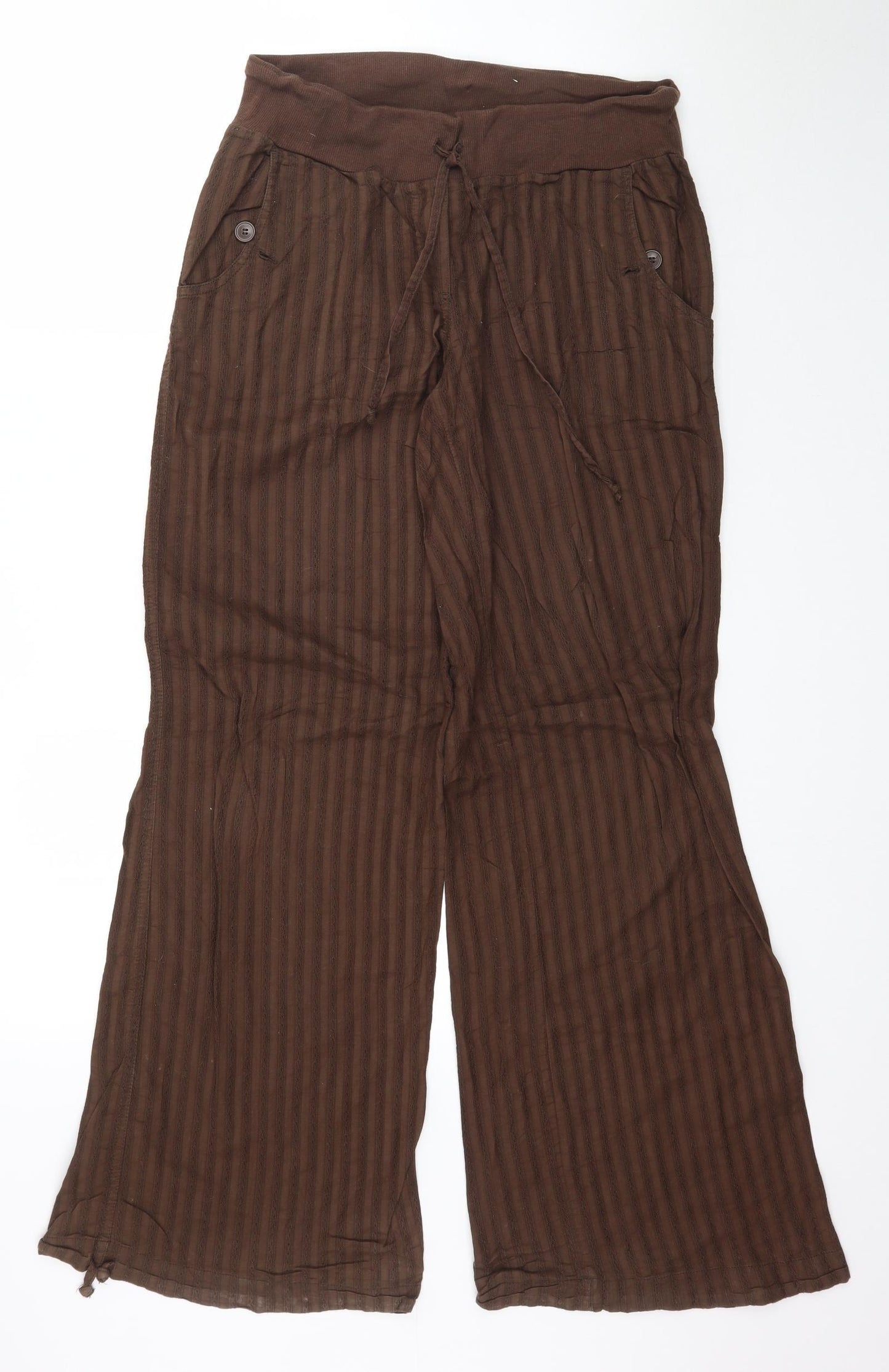 Preworn Womens Brown Striped  Trousers  Size 10 L32 in