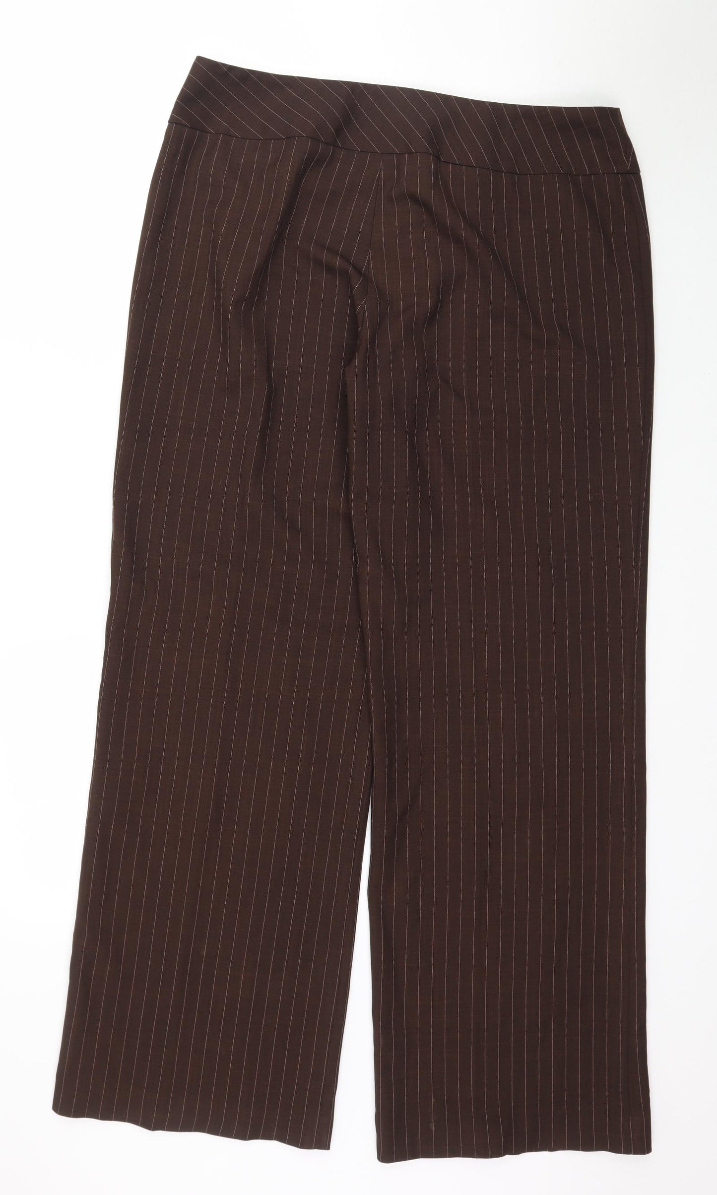 George Womens Brown Striped  Trousers  Size 14 L32 in