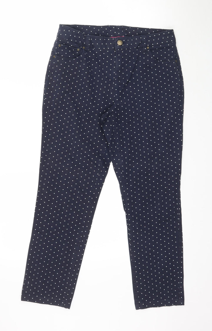 Preworn Womens Blue Polka Dot Denim Skinny Jeans Size 8 L26 in