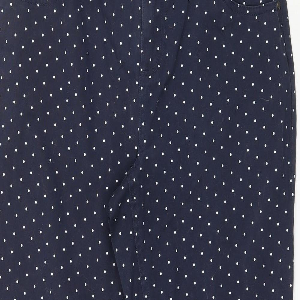Preworn Womens Blue Polka Dot Denim Skinny Jeans Size 8 L26 in