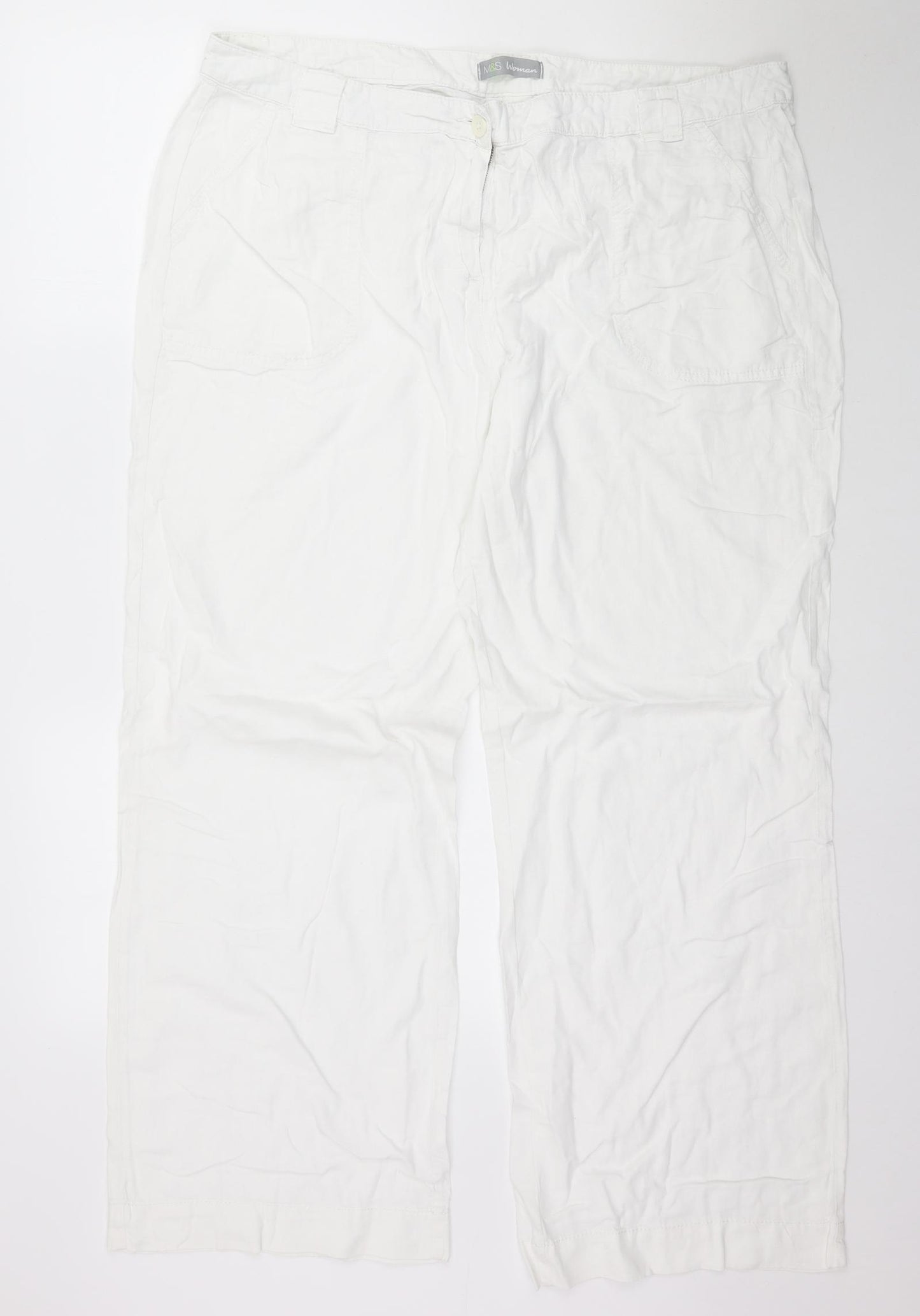 Marks and Spencer Womens White   Trousers  Size 20 L30 in