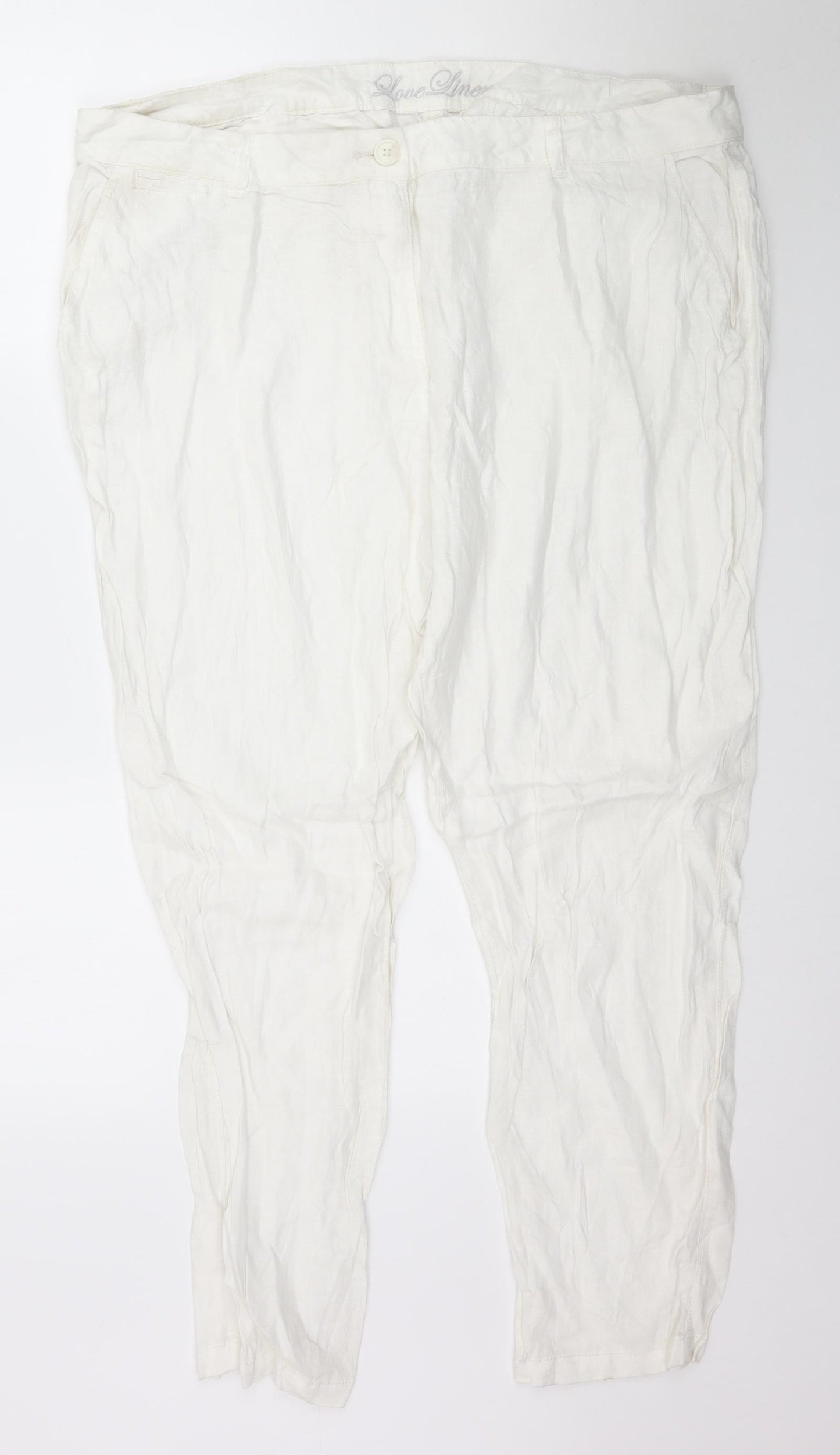 Love linen Womens White   Trousers  Size 20 L30 in