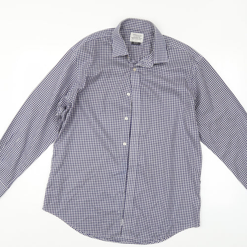 T.M.Lewin Mens Blue Plaid   Dress Shirt Size 16.5
