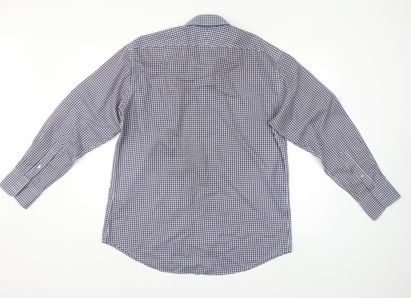T.M.Lewin Mens Blue Plaid   Dress Shirt Size 16.5