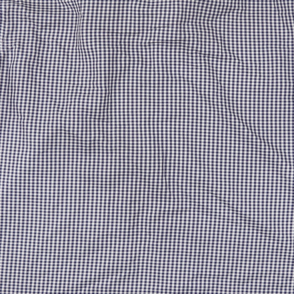T.M.Lewin Mens Blue Plaid   Dress Shirt Size 16.5