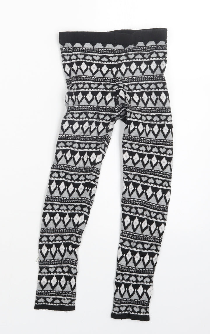Primark Girls Black Geometric  Carrot Trousers Size 8-9 Years