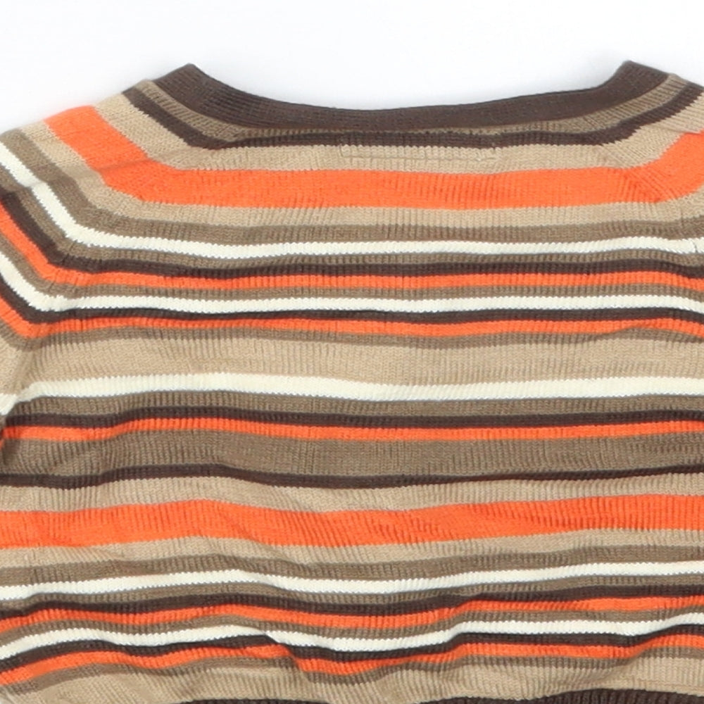 mamas & papas Boys Brown Striped Knit Cardigan Jumper Size 3-6 Months