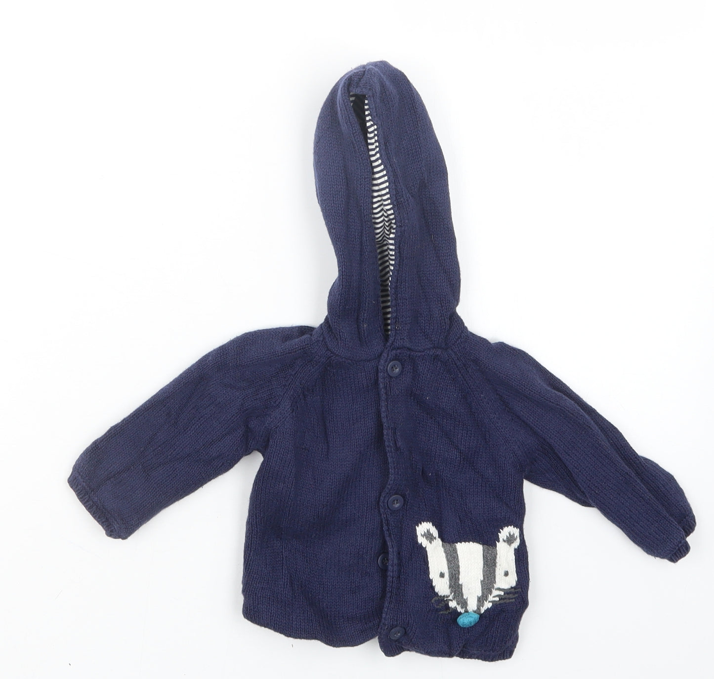 John Lewis Boys Blue  Knit Cardigan Jumper Size 0-3 Months