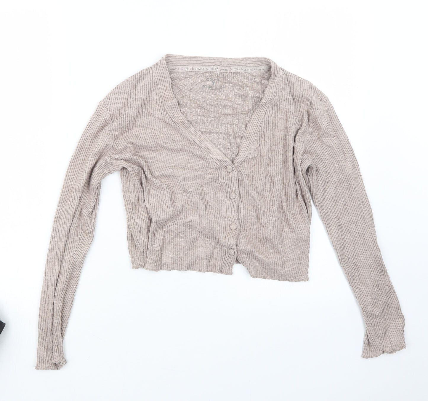 Primark Womens Beige  Knit Cardigan Jumper Size 10