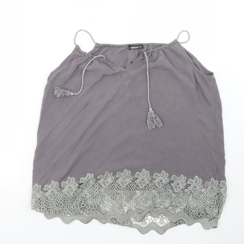 SHEILAY Womens Grey   Basic Tank Size M