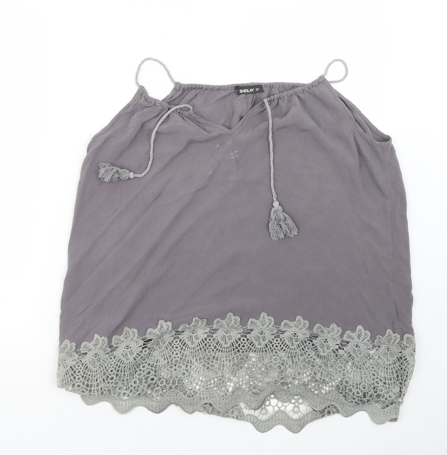 SHEILAY Womens Grey   Basic Tank Size M
