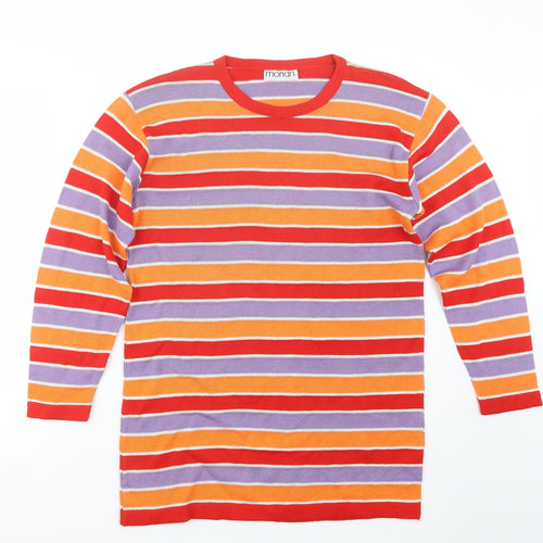 monari Womens Red Striped  Pullover Jumper Size 8